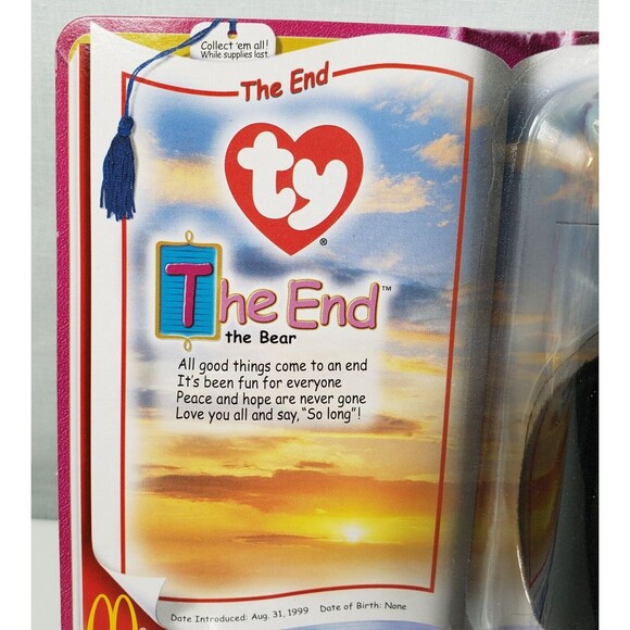 The End the Bear McDonalds TY the End Teenie Beanie Baby 1999 Sealed New on Card - Picture 5 of 12